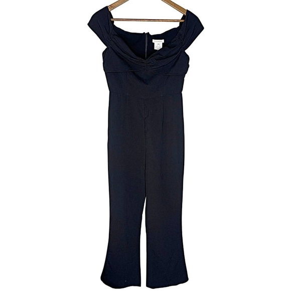 Foxiedox Thea Gathered Off-The-Shoulder Jumpsuit in Black - Picture 4 of 7